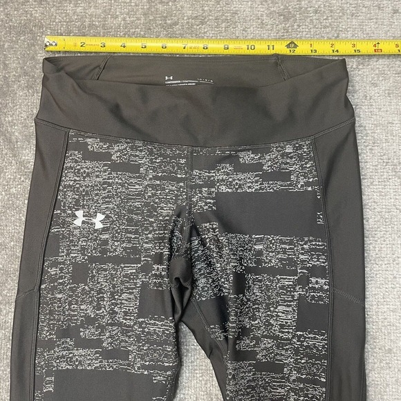 Under Armour Leggings Womens Large Grey Crop Heat Gear Active Workout Stretch - Picture 5 of 10